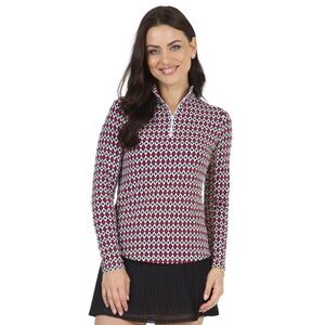 Ibkul UPF 50 Casino Royale Printed Quarter Zip Pull-over Size XL